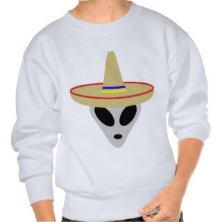 mexican alien sombrero pullover sweatshirts