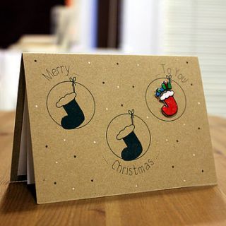 christmas stockings 'merry christmas' card by little silverleaf