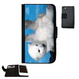 Baby Polar Bear Fabric iPhone 5 Wallet Case Great Gift Idea Cell Phones & Accessories
