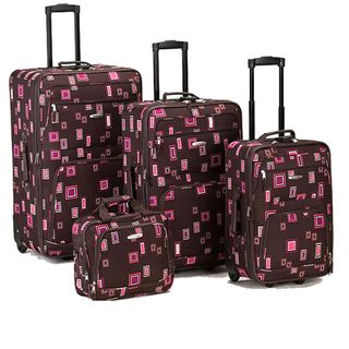 Rockland Deluxe Chocolate 4 piece Expandable Luggage Set Rockland Four piece Sets
