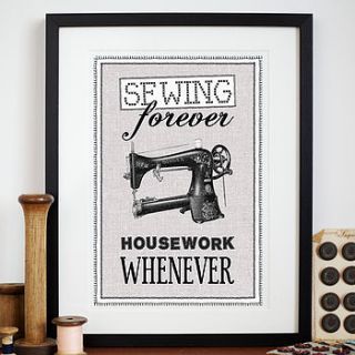 vintage sewing quote print by of life & lemons