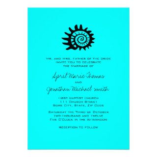 Black and Turquoise SeaShell Wedding Invitation