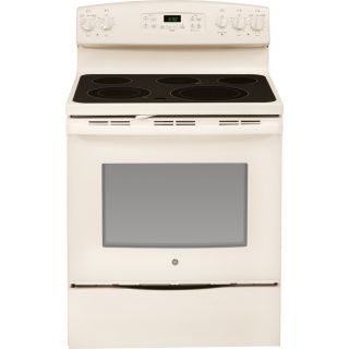 GE Smooth Surface Freestanding 5 Element 5.3 cu ft Self Cleaning with Steam Electric Range (Bisque) (Common 30 in; Actual 29.875 in)