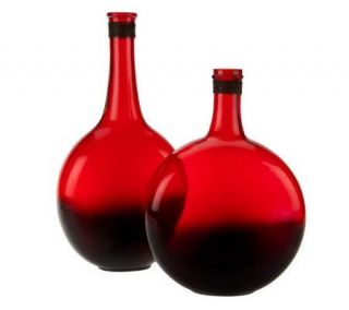 Linda Dano Set of 2 Ombre Mickle Glass Vases —