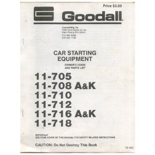 Original 1980's Goodall Car Starting Equipment Owner's Guide Manual Part No. 70 482  Other Products  