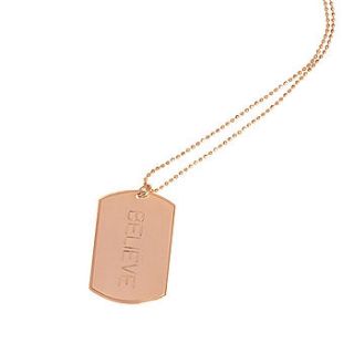 believe inspirational luxury tag necklace by anna lou of london