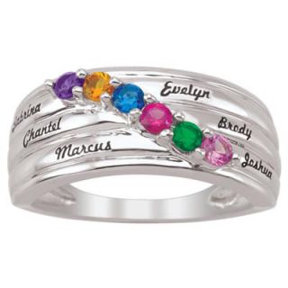 Mothers Birthstone Family Ring in 10K White or Yellow Gold (2 6 Names