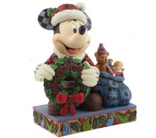 Jim Shore DisneyTradition Santa Mickey with Wreath & Sack of Toys —