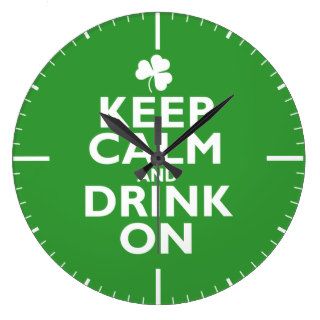 Keep Calm St Patricks Day Humor Round Clocks