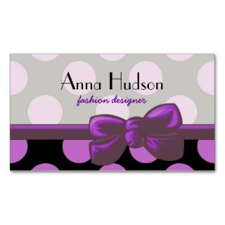 Artistic Abstract Retro Polka Dots Purple Black Business Cards