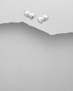 sterling silver double heart stud earrings by lovethelinks