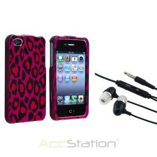 XMAS SALE Hot new 2014 model hot selling Hot Pink leopard hard back Case for iphone 4 4th G 4S+Black HeadsetCHOOSE COLOR Cell Phones & Accessories