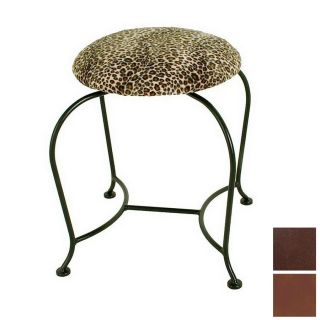 Grace Collection 18 in H Aged Iron Round Makeup Vanity Stool