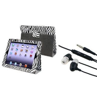 eForCity Black / White Zebra Leather Case with FREE Black In ear (w/on off) Stereo Headsets Compatible with Apple® iPad® 3rd generation / The new iPad® Computers & Accessories