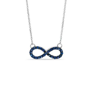 Lab Created Blue Sapphire Sideways Infinity Necklace in Sterling