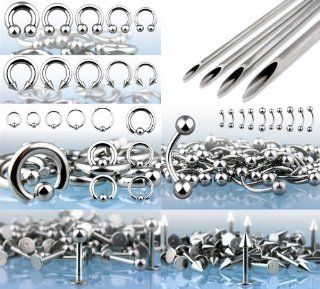 350 Pieces 14G and 16G SteelBody Piercing Jewelry Starter Kit, Piercing Needles, Septum Forceps Jewelry Cleaning And Care Products Jewelry