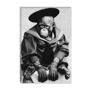 iCanvasArt Monkey in Graduation Outfit Vintage Photograph