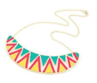 Womens Colorful Rainbow Enamel Triangle Hollowed Gold Metal Bib Collar Necklace(WP F81) Jewelry