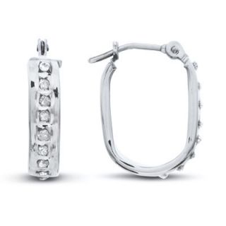Diamond Fascination™ Small U Hoop Earrings in 14K White Gold   Zales