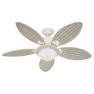 Hunter 54 in Caribbean Breeze Textured White Ceiling Fan with Light Kit