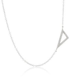 Adina Reyter Sterling Silver Pave Diamond Tiny Right Angle Necklace 15.5" + 1" extender Jewelry