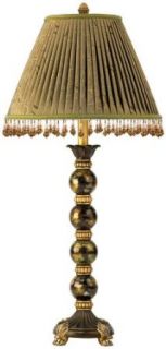 Lite Source C478 Lizzy Buffet Table Lamp, Bronze And Gold with Fabric Shade And Beads    