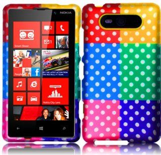 For Nokia Lumia 820 Hard Design Cover Case Colorful Polka Dots Accessory Cell Phones & Accessories
