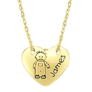 Boys Name Heart Pendant in Sterling Silver with 14K Gold Plate (8