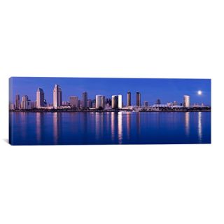 iCanvasArt Panoramic Moonrise over a City, San Diego, California 2010