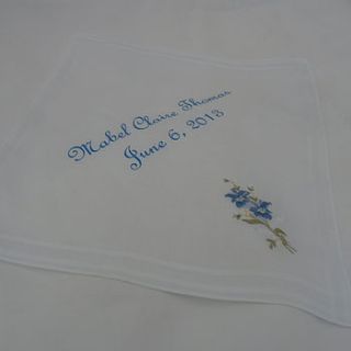 vintage personalised new baby handkerchief by hunter gatherer