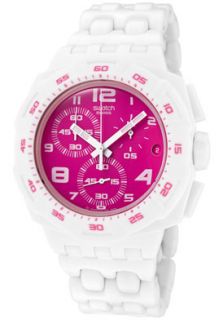 Swatch SUIW407  Watches,Womens Original Chronograph Pink Dial White Plastic, Chronograph Swatch Quartz Watches