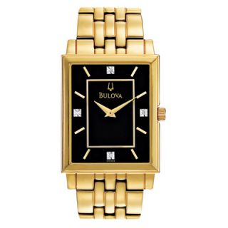Mens Bulova Diamond Accent Gold Tone Stainless Steel Watch with Black