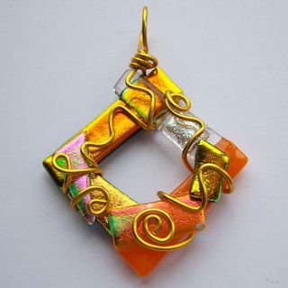 dichroic glass pendant tangerine dream by sassy gifts