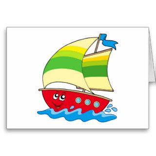 Cartoon sailboat greeting cards