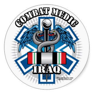 Combat Medic Iraq Round Sticker