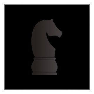Black knight chess piece posters