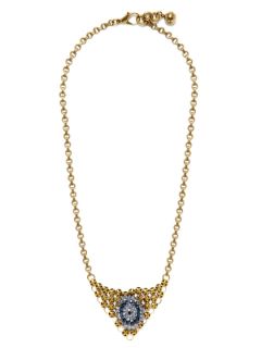 Gold & Blue Crystal Mini Bib Necklace by Lulu Frost
