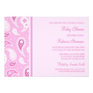 Pink Paisley Custom Baby Shower Invitations