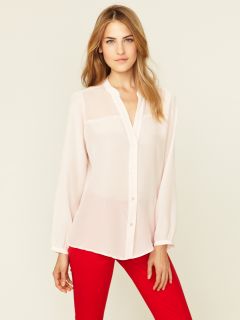 Chiffon Yoke Button Down Blouse by Zoe & Sam