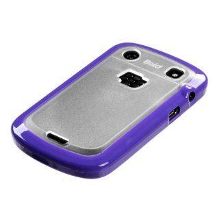Transparent Clear/Solid Purple Gummy Cover For RIM BLACKBERRY 9900(Bold), 9930(Bold) Cell Phones & Accessories
