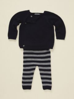 Plain Sweater & Striped Pants by Portolano