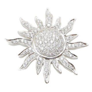 Womens 1.45ctw 14k White Gold Sunflower diamond pendant LP495 33mm wide and 35mm long AM Jewelry
