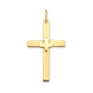 Christian Dove Cross Pendant in 14K Yellow Gold Jewelry