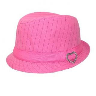 CTM Girls Heart Accent Pinstripe Fedora Hat Clothing