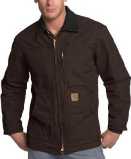 Carhartt Men's Sherpa Lined Sandstone Duck Ridge Jacket C61 Overalls And Coveralls Workwear Apparel Clothing