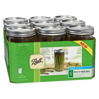 Food Storage 9 count Pint & Half 24 oz. Jars BALL