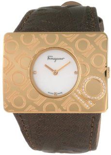Salvatore Ferragamo Women's F65LBQ5191 S497 Venna Gold IP Brown Leather Watch Watches