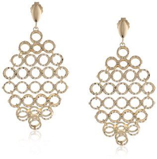14k Italian Yellow Gold Multi Circle Chandelier Dangle Earrings Jewelry