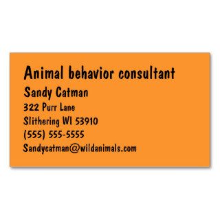 Animal Behavior consultant business card
