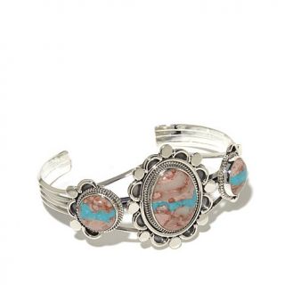 Chaco Canyon Southwest Travertine Turquoise Sterling Silver Cuff Bracelet